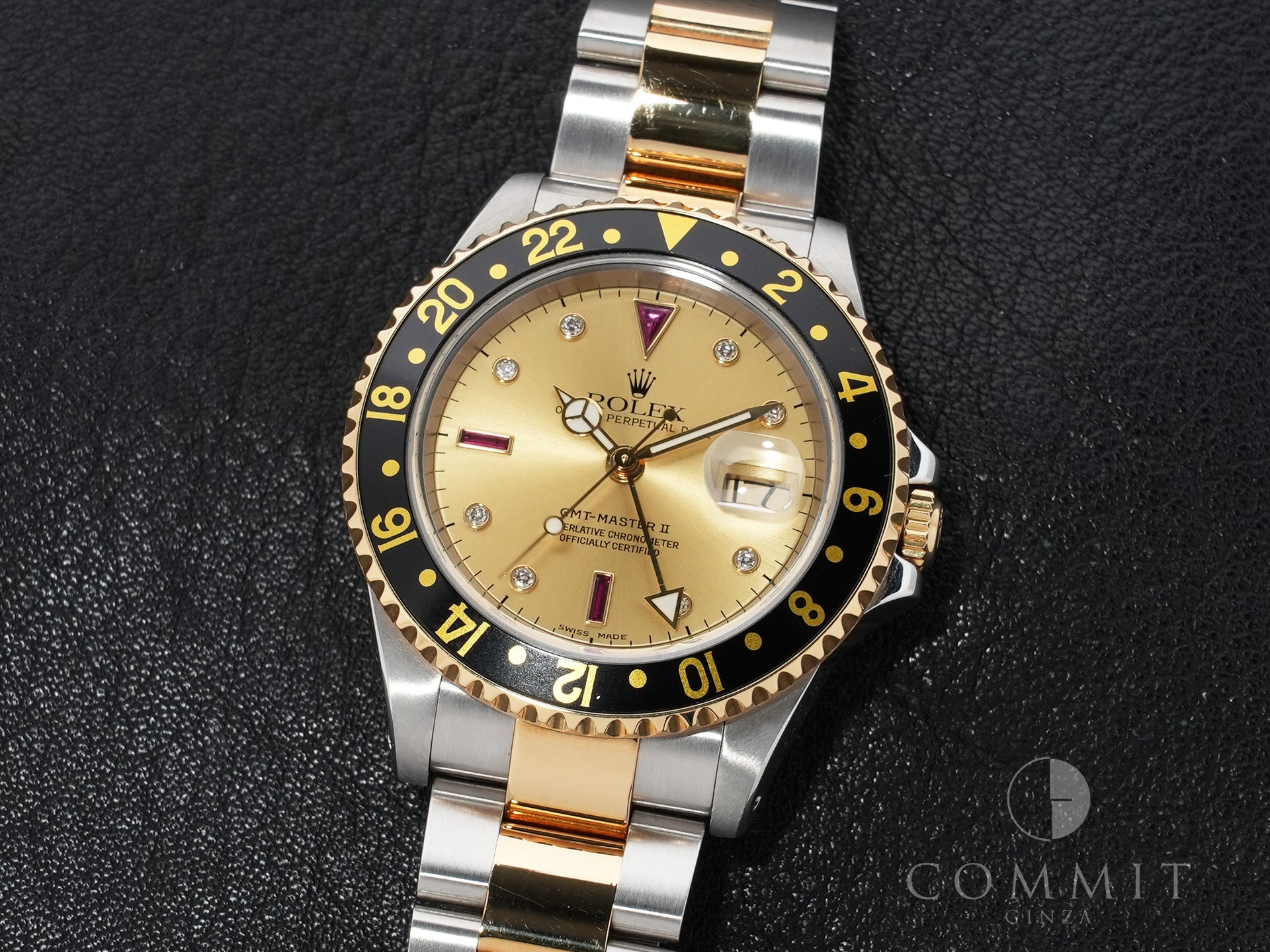 Rolex GMT-Master II Ref.16713RG Stainless Steel/Yellow Gold Champagne Dial Oyster Bracelet Used iafxtkn2