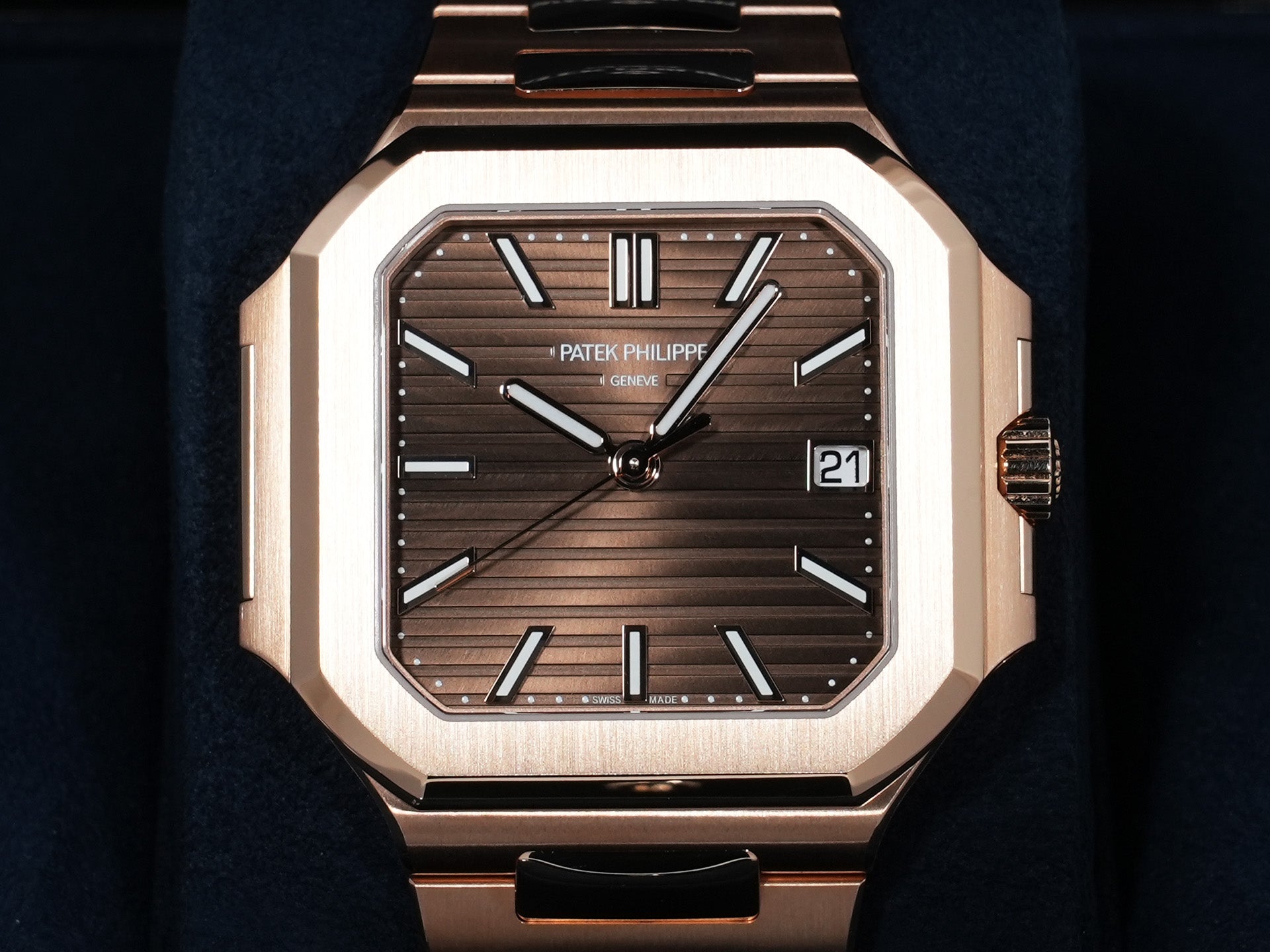 パテックフィリップ キュビタス Ref.7128/1R-001 ローズゴールド ブラウンソレイユ文字盤 美中古 72ty7cjd