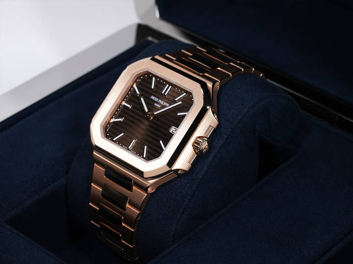 パテックフィリップ キュビタス Ref.7128/1R-001 ローズゴールド ブラウンソレイユ文字盤 美中古 72ty7cjd