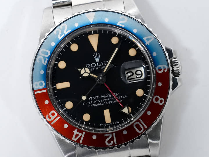 ロレックス GMTマスター Ref.1675 ステンレススチール ブラック文字盤 オイスターブレスレット 中古 eu798v54
