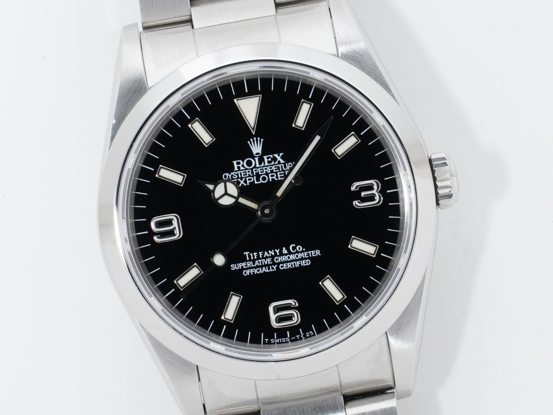 ロレックス エクスプローラーI ティファニー Ref.14270 ステンレススチール ブラック文字盤 オイスターブレスレット 美中古 x7dcpdut