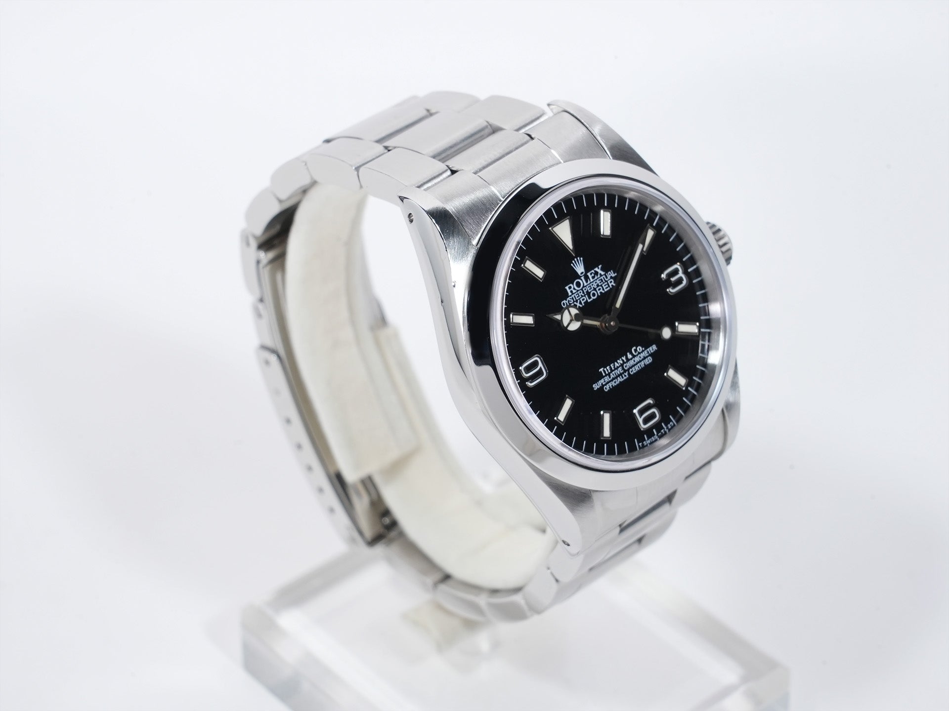 ロレックス エクスプローラーI ティファニー Ref.14270 ステンレススチール ブラック文字盤 オイスターブレスレット 美中古 x7dcpdut