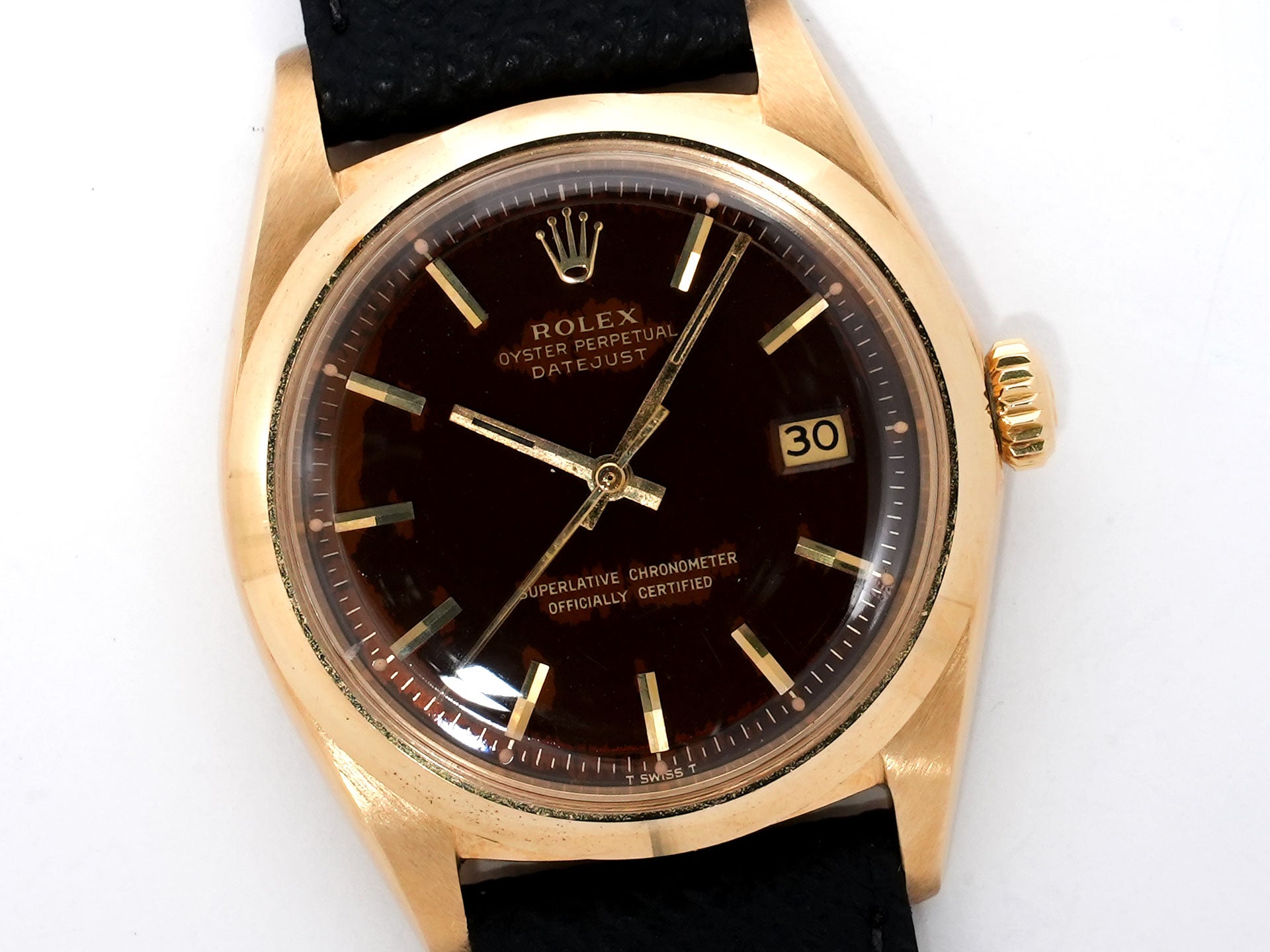 ロレックス デイトジャスト Ref.1600 イエローゴールド ブラウンミラー文字盤 中古 riecx9e5