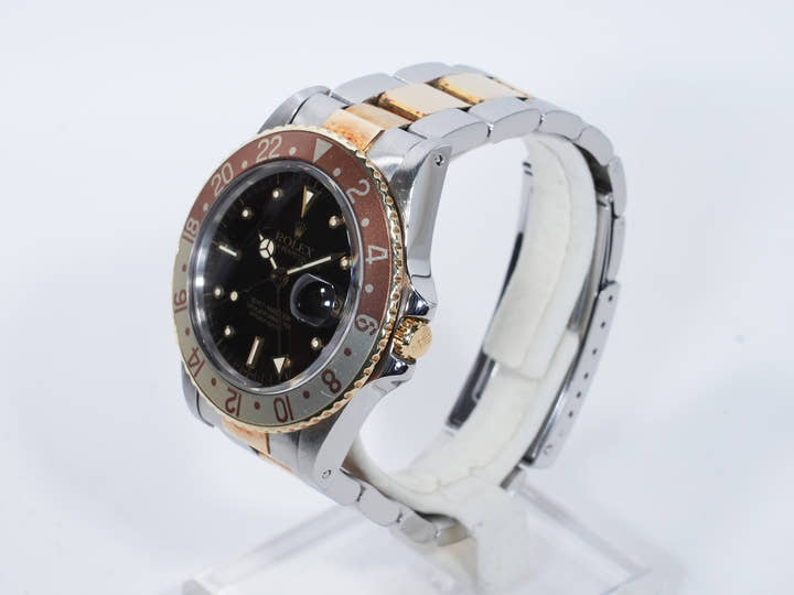 Rolex GMT-Master Ref. 16753 Stainless Steel/Yellow Gold Brown Dial Oyster Bracelet Used e4pi6upm