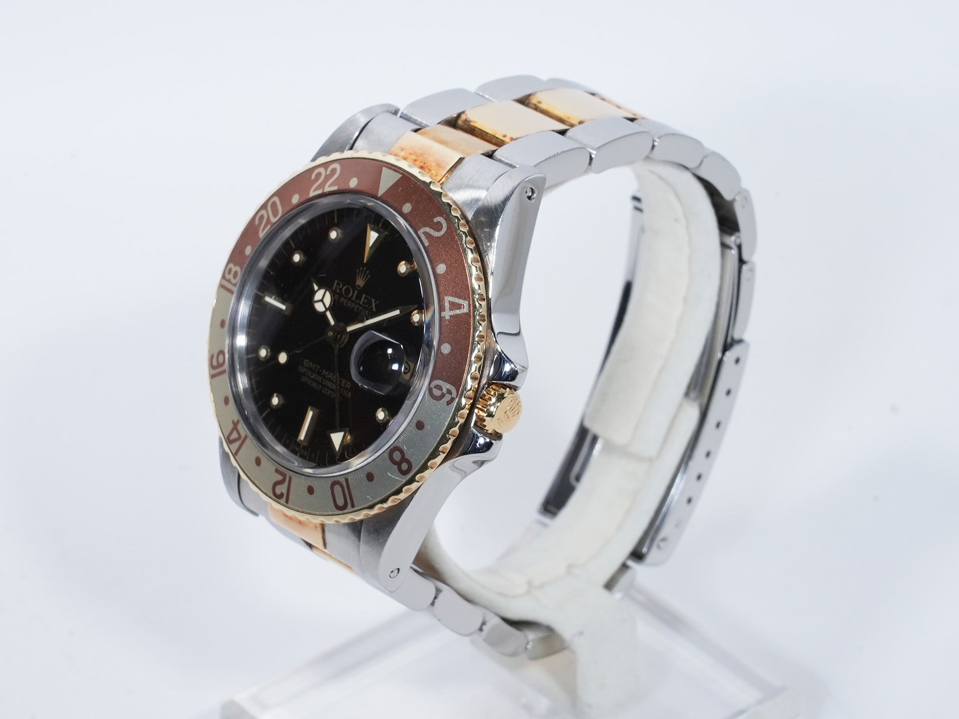 Rolex GMT-Master Ref. 16753 Stainless Steel/Yellow Gold Brown Dial Oyster Bracelet Used e4pi6upm