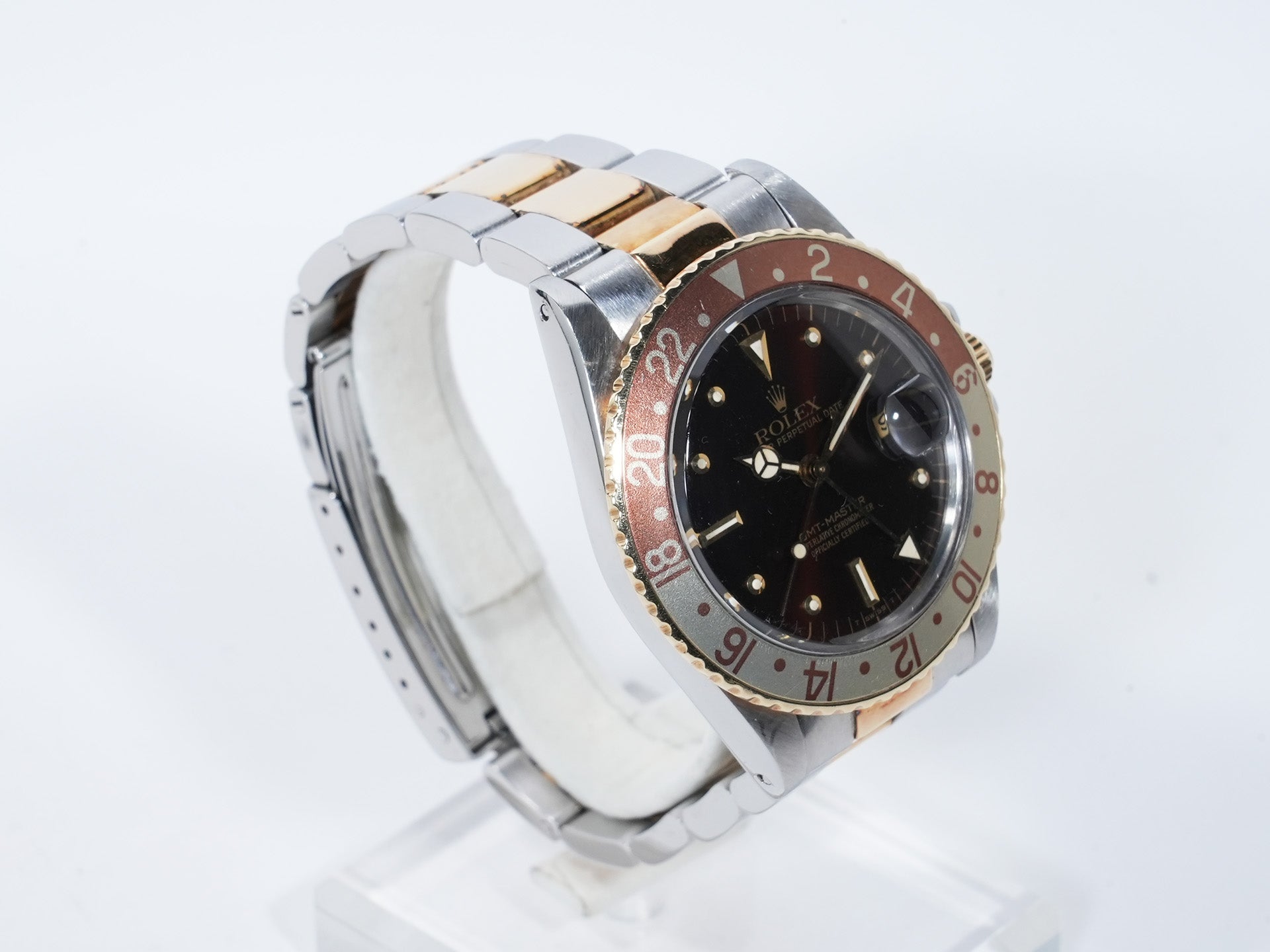 Rolex GMT-Master Ref. 16753 Stainless Steel/Yellow Gold Brown Dial Oyster Bracelet Used e4pi6upm