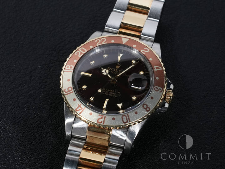 Rolex GMT-Master Ref. 16753 Stainless Steel/Yellow Gold Brown Dial Oyster Bracelet Used e4pi6upm