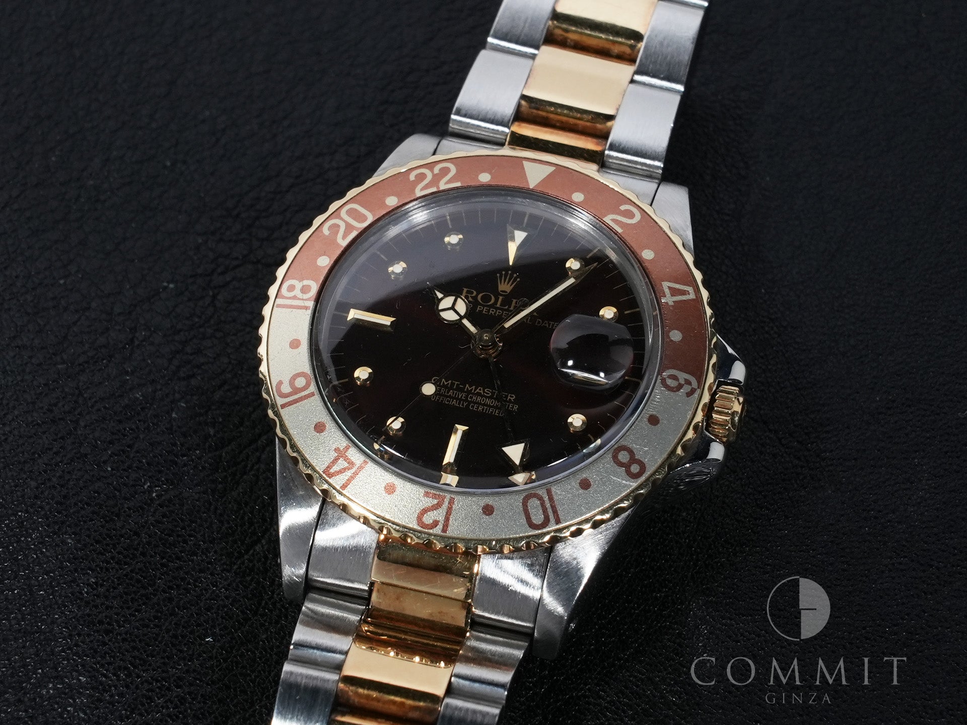 Rolex GMT-Master Ref. 16753 Stainless Steel/Yellow Gold Brown Dial Oyster Bracelet Used e4pi6upm