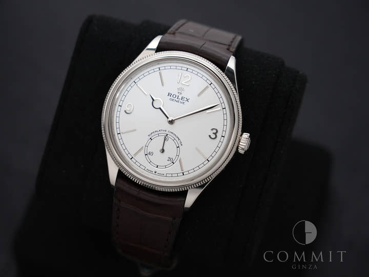 ロレックス 1908 Ref.52509 ホワイトゴールド ホワイト文字盤 革ベルト 美中古 64mq8z3o