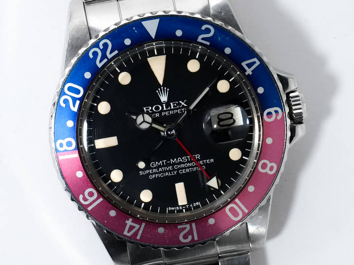 ロレックス GMTマスター Ref.1675 ステンレススチール ブラック文字盤 オイスターブレスレット 中古 bpatfghy
