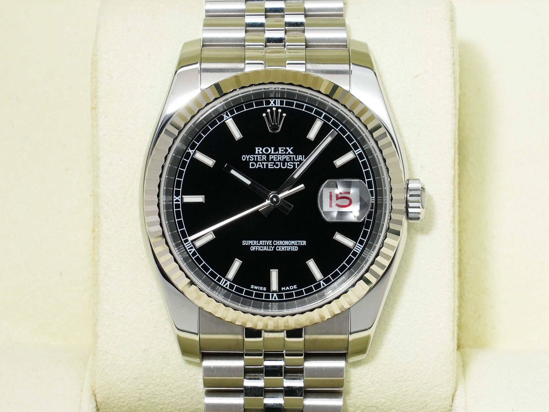 ロレックス デイトジャスト36 Ref.116234 ステンレススチール/ホワイトゴールド ブラック文字盤 ジュビリーブレスレット 中古 h4ajcytx