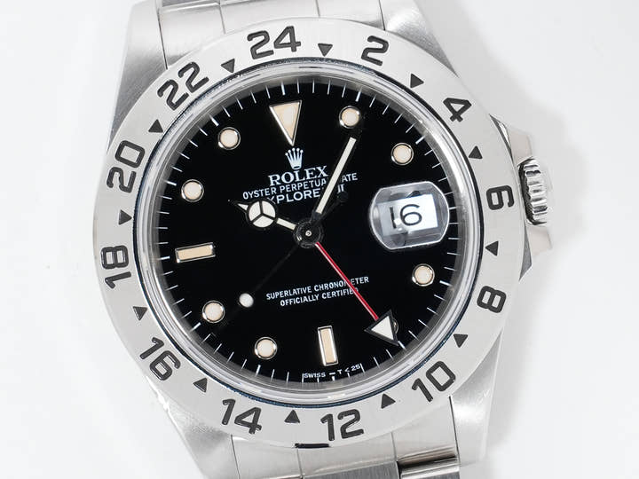 ロレックス エクスプローラーII Ref.16570 ステンレススチール ブラック文字盤 オイスターブレスレット 中古 7wx3aqd5