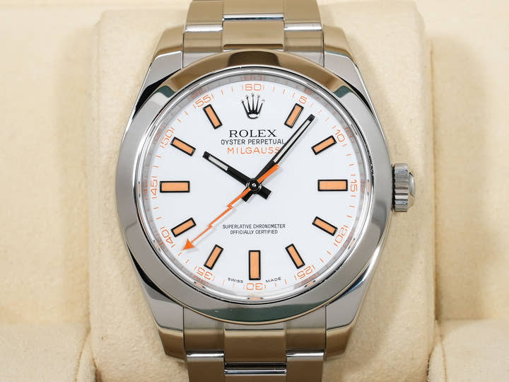 ロレックス ミルガウス Ref.116400 ステンレススチール ホワイト文字盤 中古 dgkwfyqy