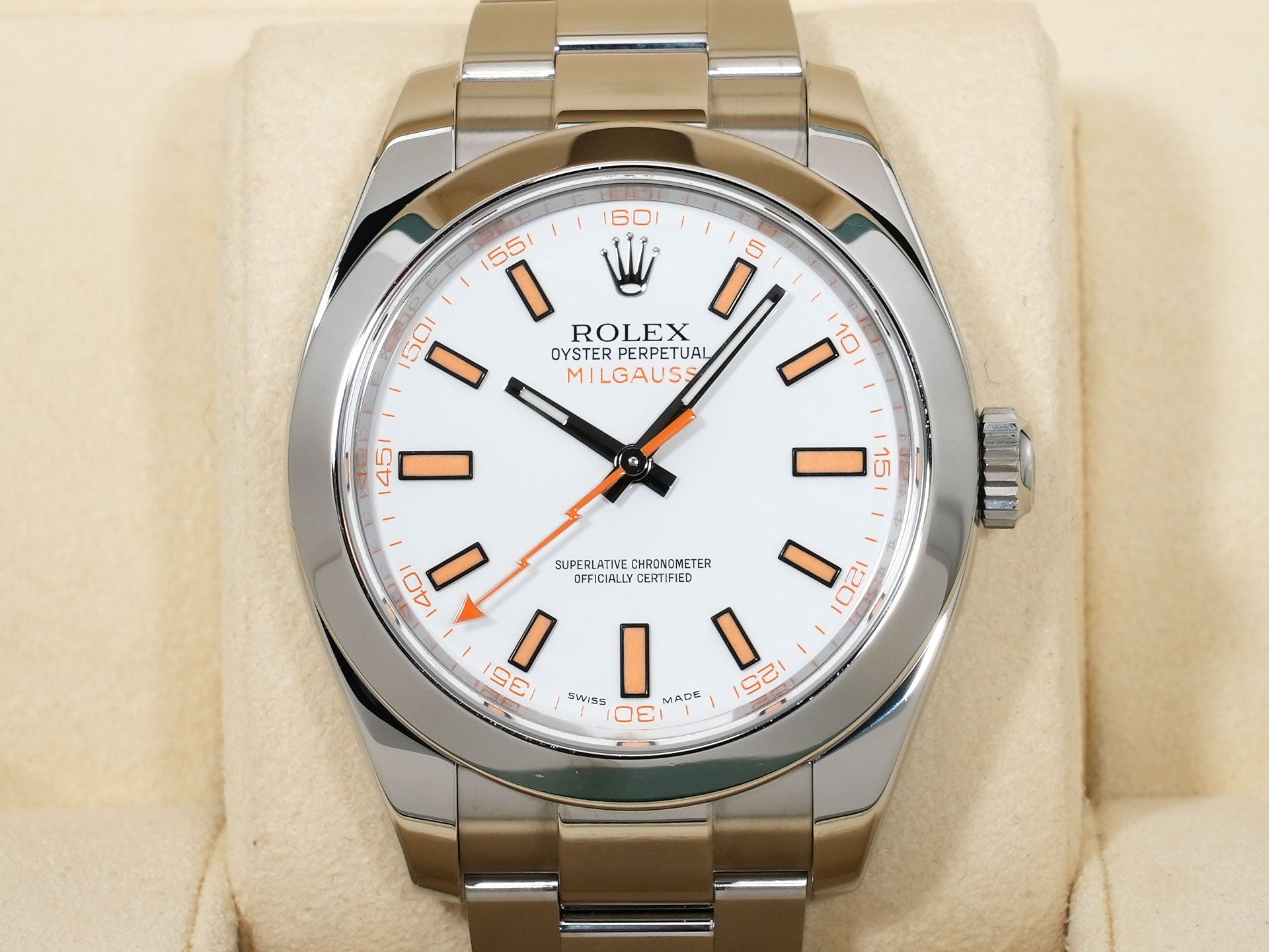 ロレックス ミルガウス Ref.116400 ステンレススチール ホワイト文字盤 中古 dgkwfyqy
