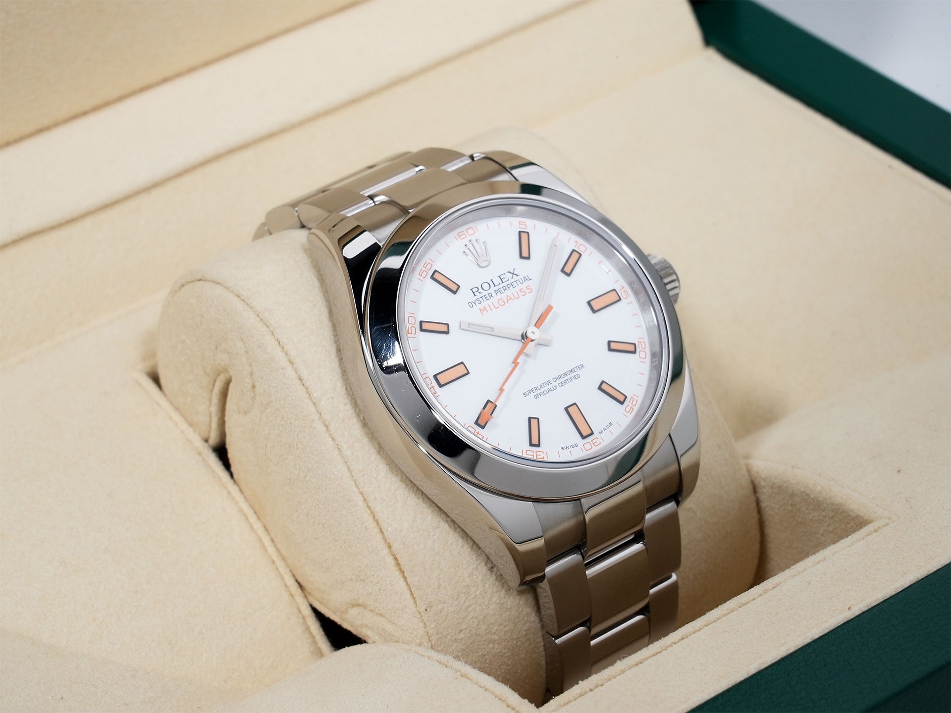 ロレックス ミルガウス Ref.116400 ステンレススチール ホワイト文字盤 中古 dgkwfyqy