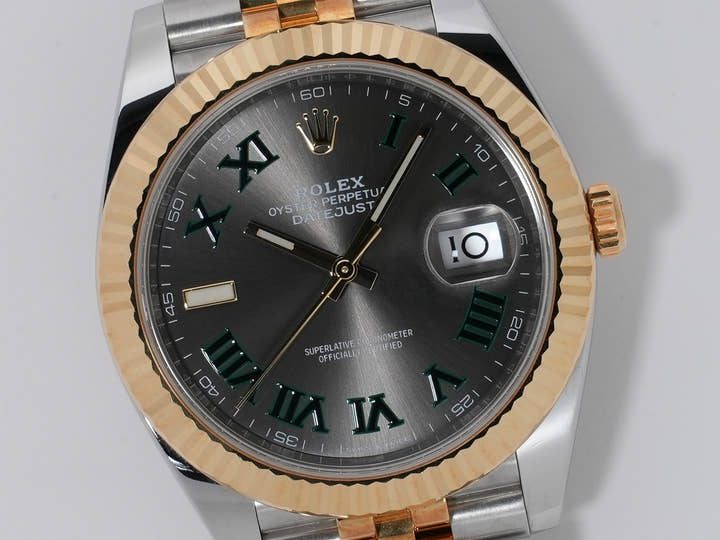 ロレックス デイトジャスト41 Ref.126333 ステンレススチール/イエローゴールド スレートローマン文字盤 ジュビリーブレスレット 中古 ndbc78hf