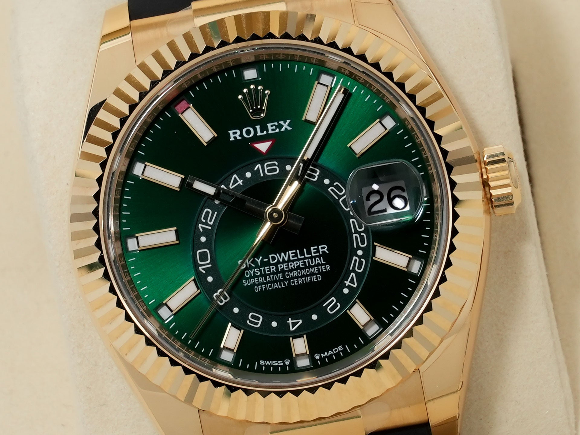 ロレックス スカイドゥエラー Ref.336238 イエローゴールド グリーン文字盤 オイスターフレックス 美品 ma4qjhsu