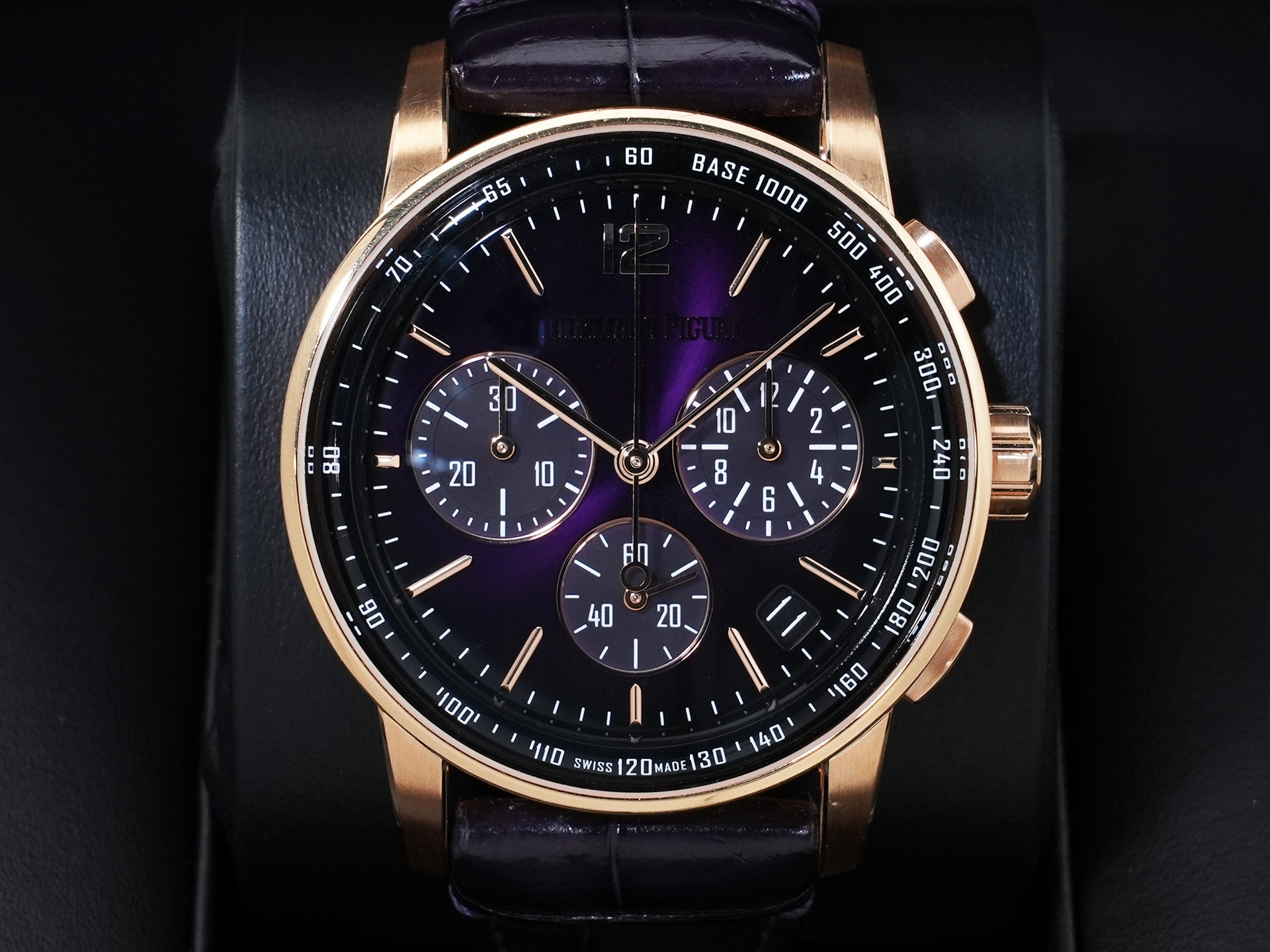 Audemars Piguet CODE 11.59 by Audemars Piguet Chronograph Ref.26393OR.OO.A616CR.01 Pink Gold Purple Dial Excellent Used ig7si4sj