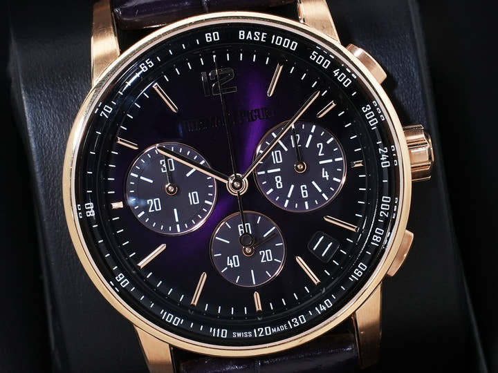 Audemars Piguet CODE 11.59 by Audemars Piguet Chronograph Ref.26393OR.OO.A616CR.01 Pink Gold Purple Dial Excellent Used ig7si4sj