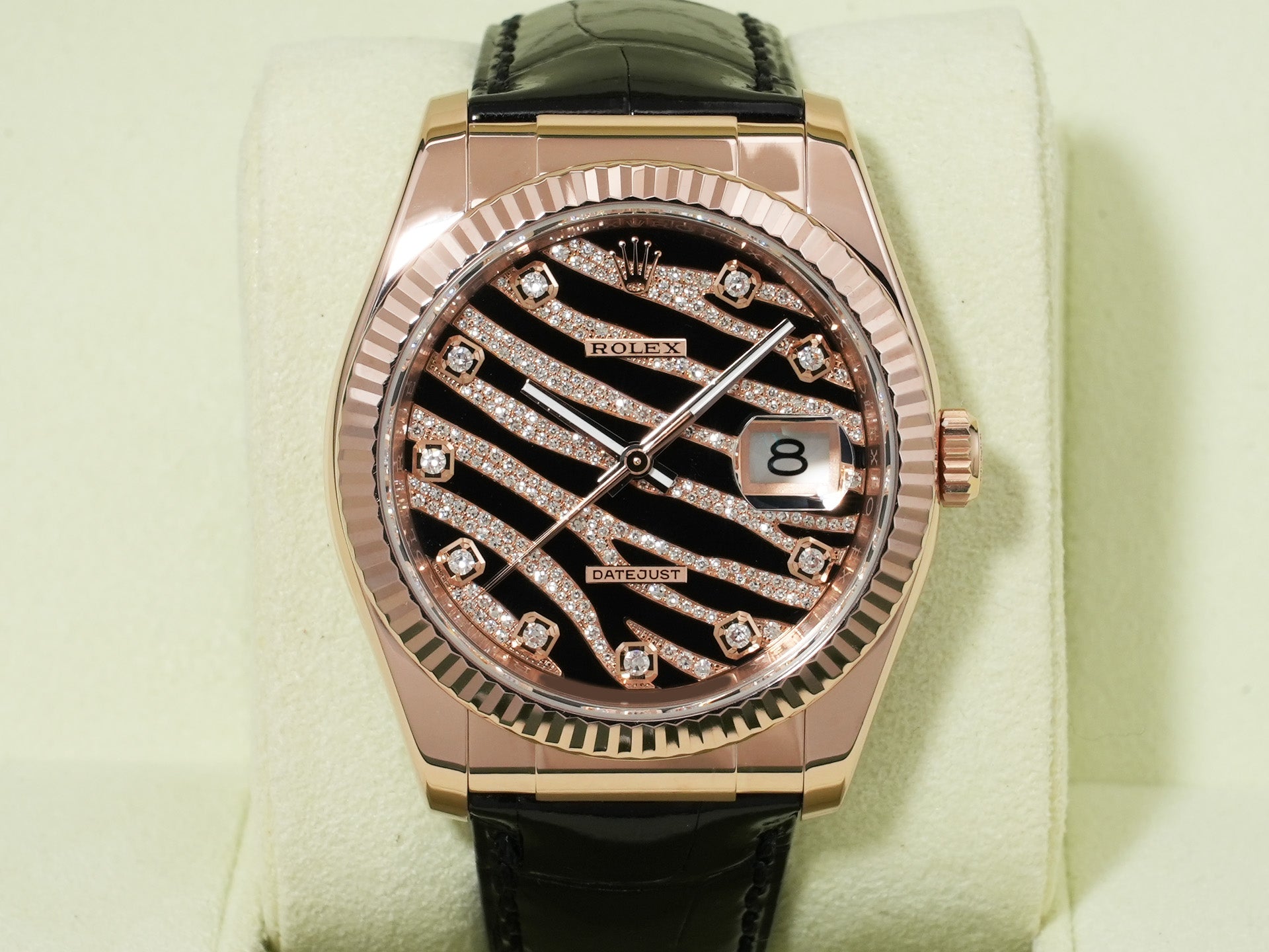 Rolex Datejust Zebra 36 Ref. 116135 Pink Gold Black/Diamond Dial Excellent Condition dyp9sdqb