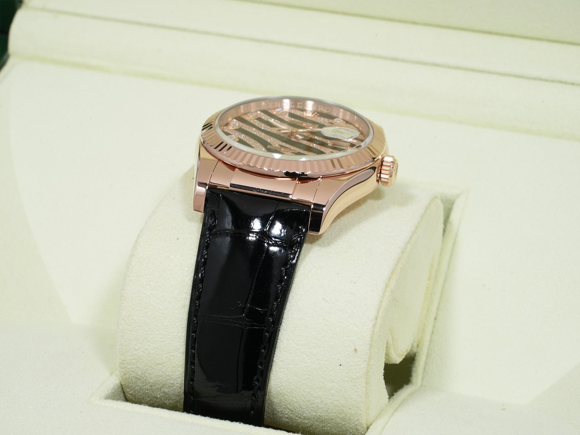 Rolex Datejust Zebra 36 Ref. 116135 Pink Gold Black/Diamond Dial Excellent Condition dyp9sdqb