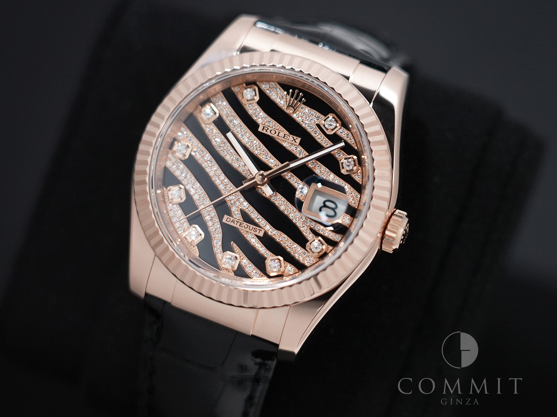 Rolex Datejust Zebra 36 Ref. 116135 Pink Gold Black/Diamond Dial Excellent Condition dyp9sdqb
