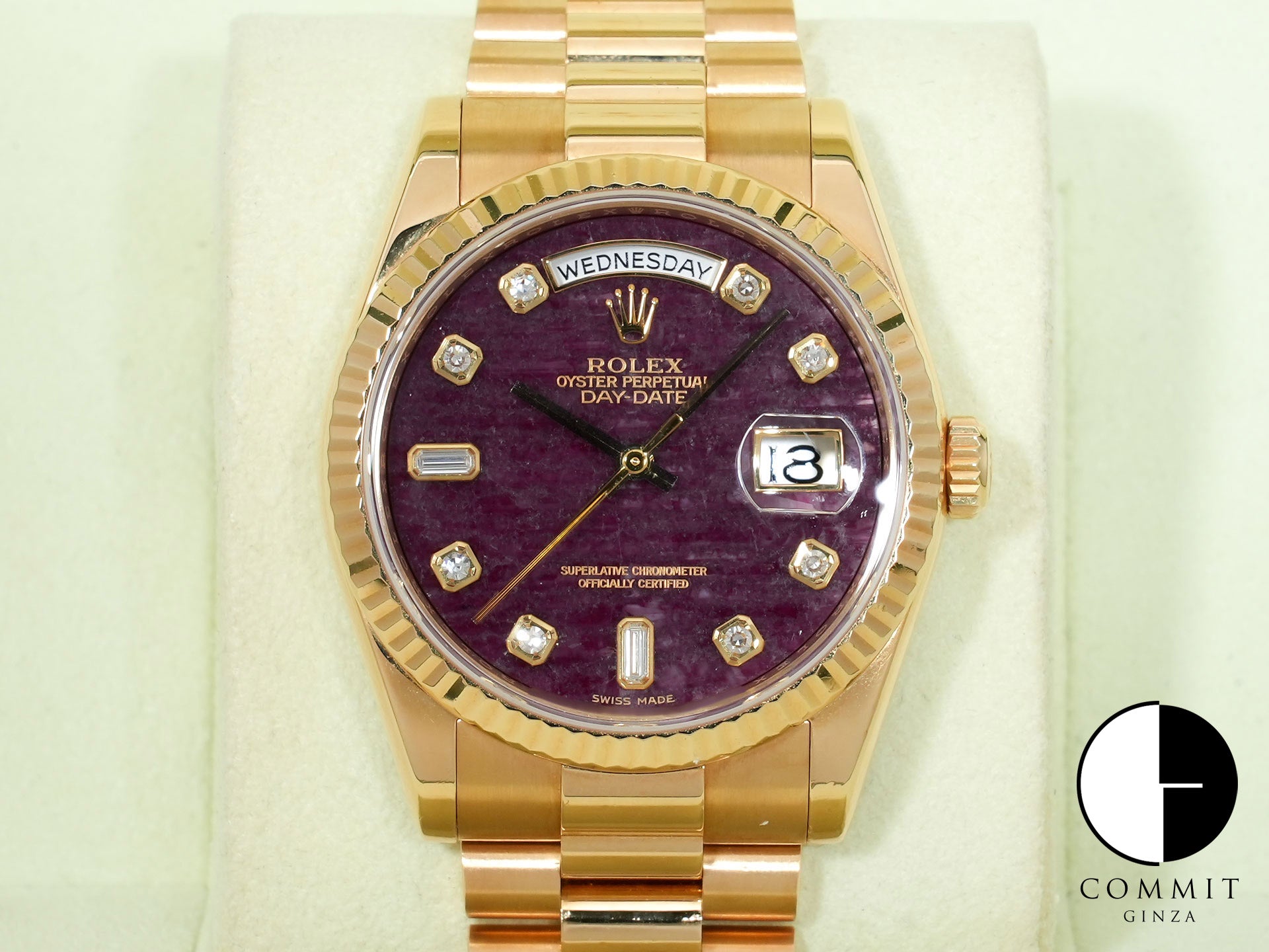 Rolex Day-Date 36 Ref. 118238A Yellow Gold Rubellite Dial Used 9ajwjrhf