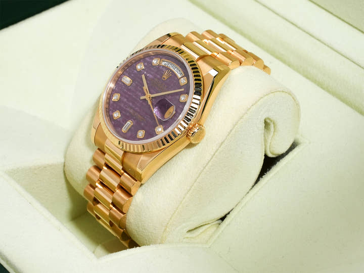 Rolex Day-Date 36 Ref. 118238A Yellow Gold Rubellite Dial Used 9ajwjrhf