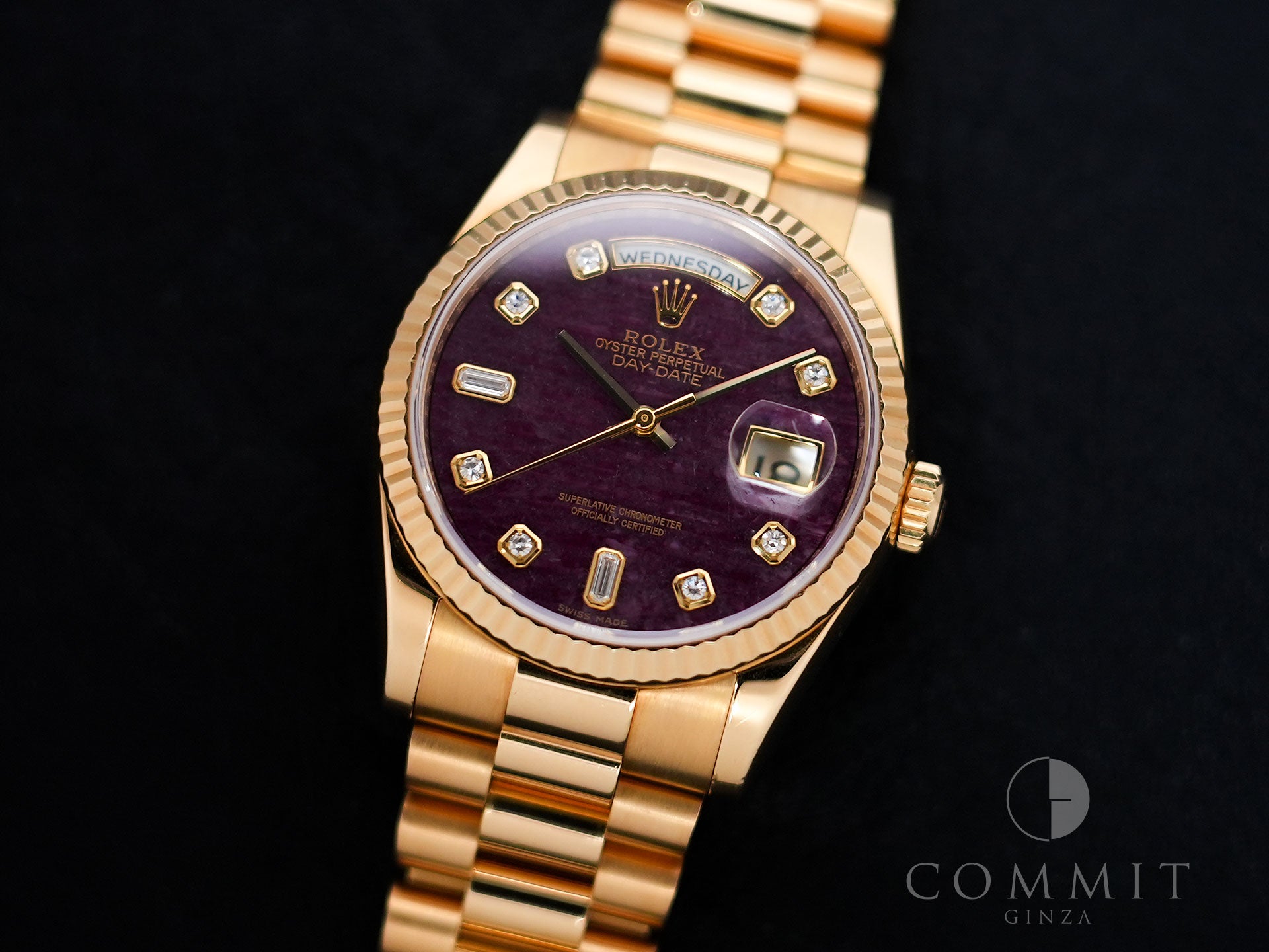 Rolex Day-Date 36 Ref. 118238A Yellow Gold Rubellite Dial Used 9ajwjrhf