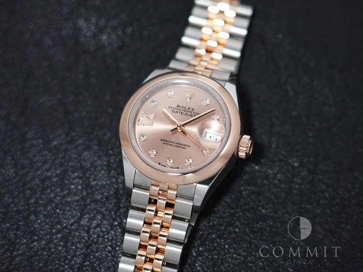 Rolex Datejust 28 Ref. 279161 Stainless Steel/Everose Gold Diamond-Set Rosé Dial Used rpjt2mpz