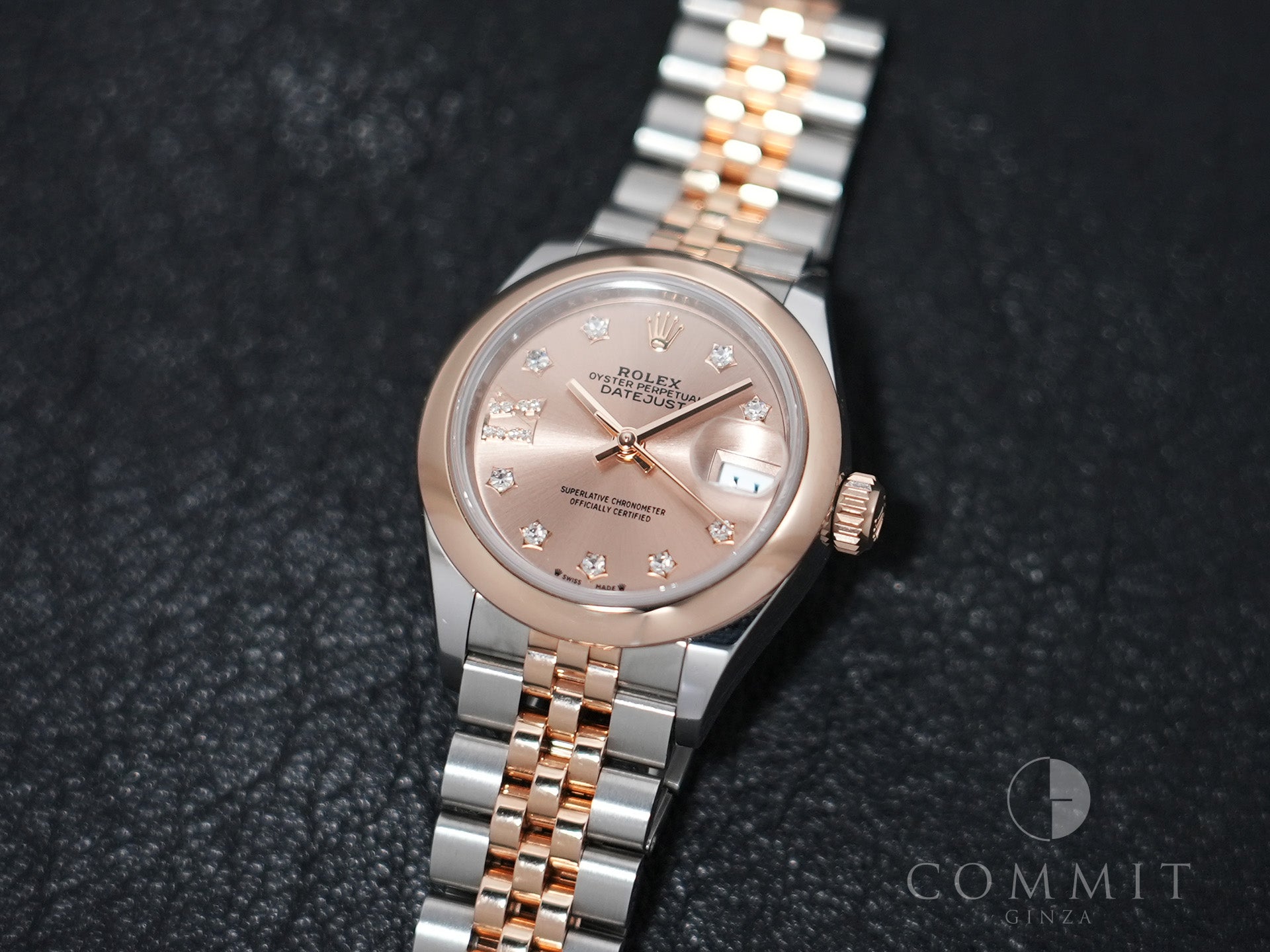 Rolex Datejust 28 Ref. 279161 Stainless Steel/Everose Gold Diamond-Set Rosé Dial Used rpjt2mpz
