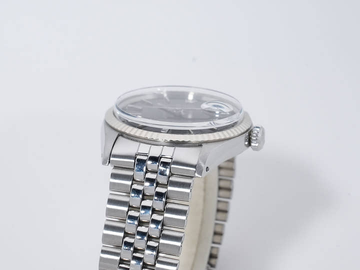 Rolex Datejust Ref. 1601 Stainless Steel/White Gold Black Mirror Dial Used eb6hapj8