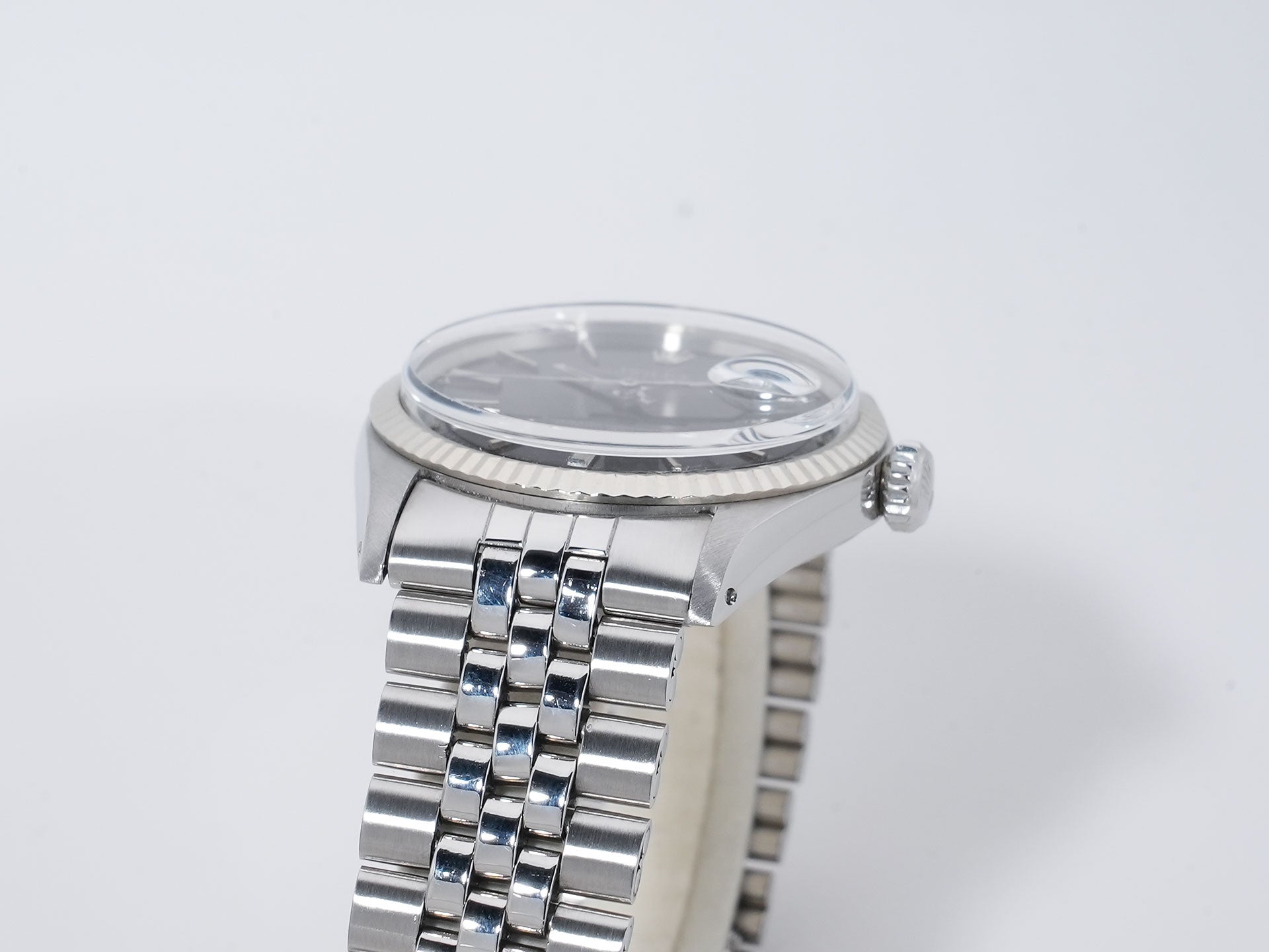 Rolex Datejust Ref. 1601 Stainless Steel/White Gold Black Mirror Dial Used eb6hapj8