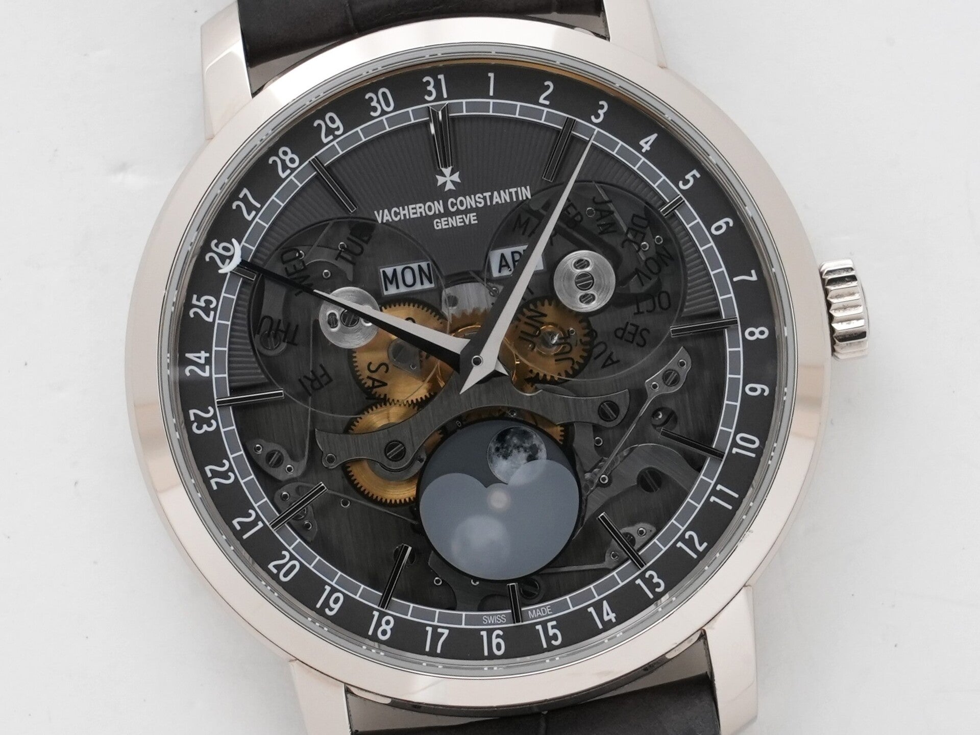 Vacheron Constantin Traditionnelle Complete Calendar Openface Ref. 4020T/000G-B655 White Gold Skeleton Dial Used w6intbgs