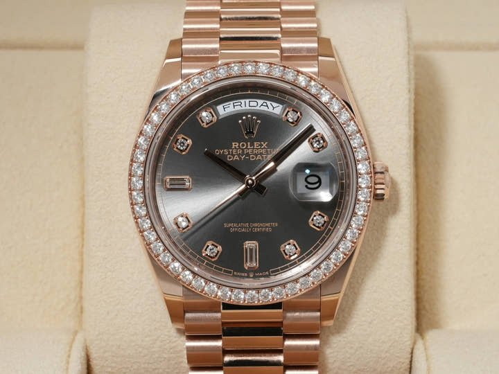 Rolex Day-Date 36 Ref. 128345RBR Everose Gold Slate with 10P Diamond Dial Pre-owned j93wcin9