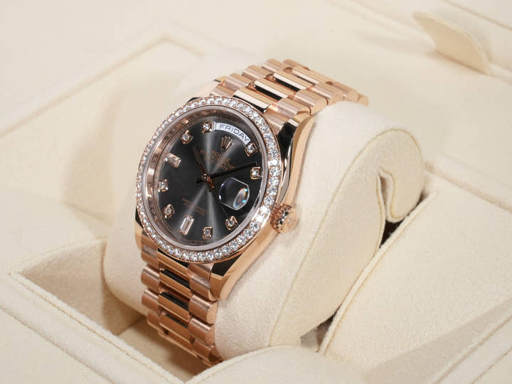 Rolex Day-Date 36 Ref. 128345RBR Everose Gold Slate with 10P Diamond Dial Pre-owned j93wcin9