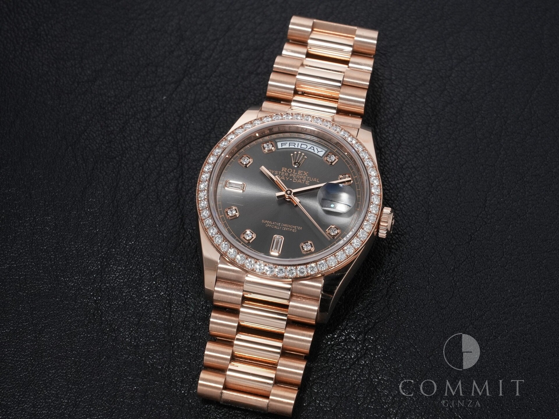 Rolex Day-Date 36 Ref. 128345RBR Everose Gold Slate with 10P Diamond Dial Pre-owned j93wcin9