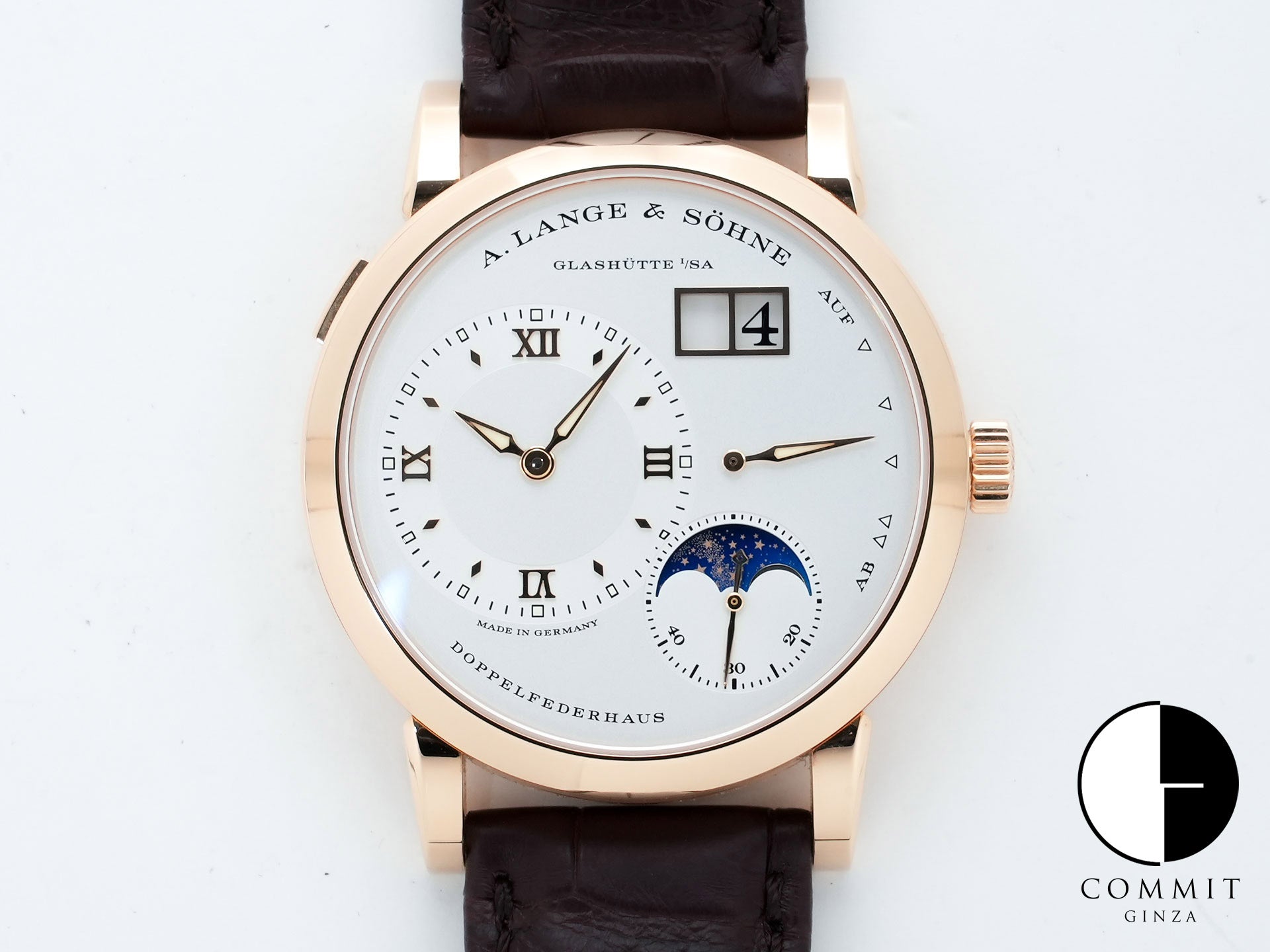 A. Lange & Söhne Lange 1 Moon Phase Ref. 192.032 Pink Gold Silver Dial Excellent Condition jhw2ijrg