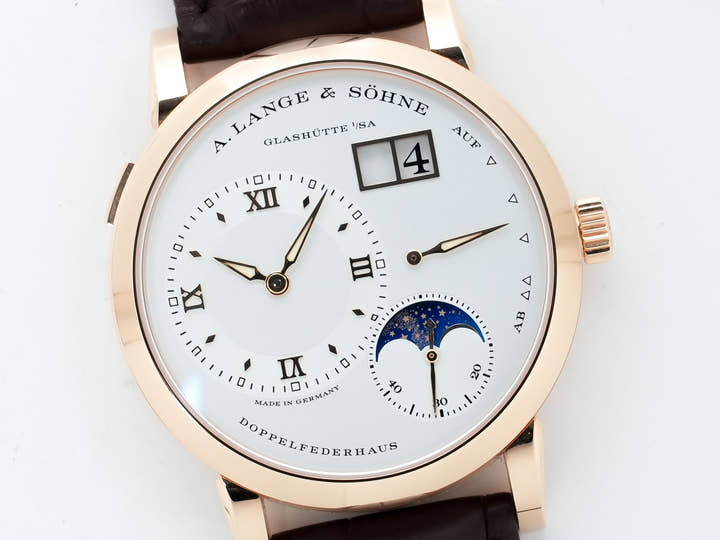A. Lange & Söhne Lange 1 Moon Phase Ref. 192.032 Pink Gold Silver Dial Excellent Condition jhw2ijrg