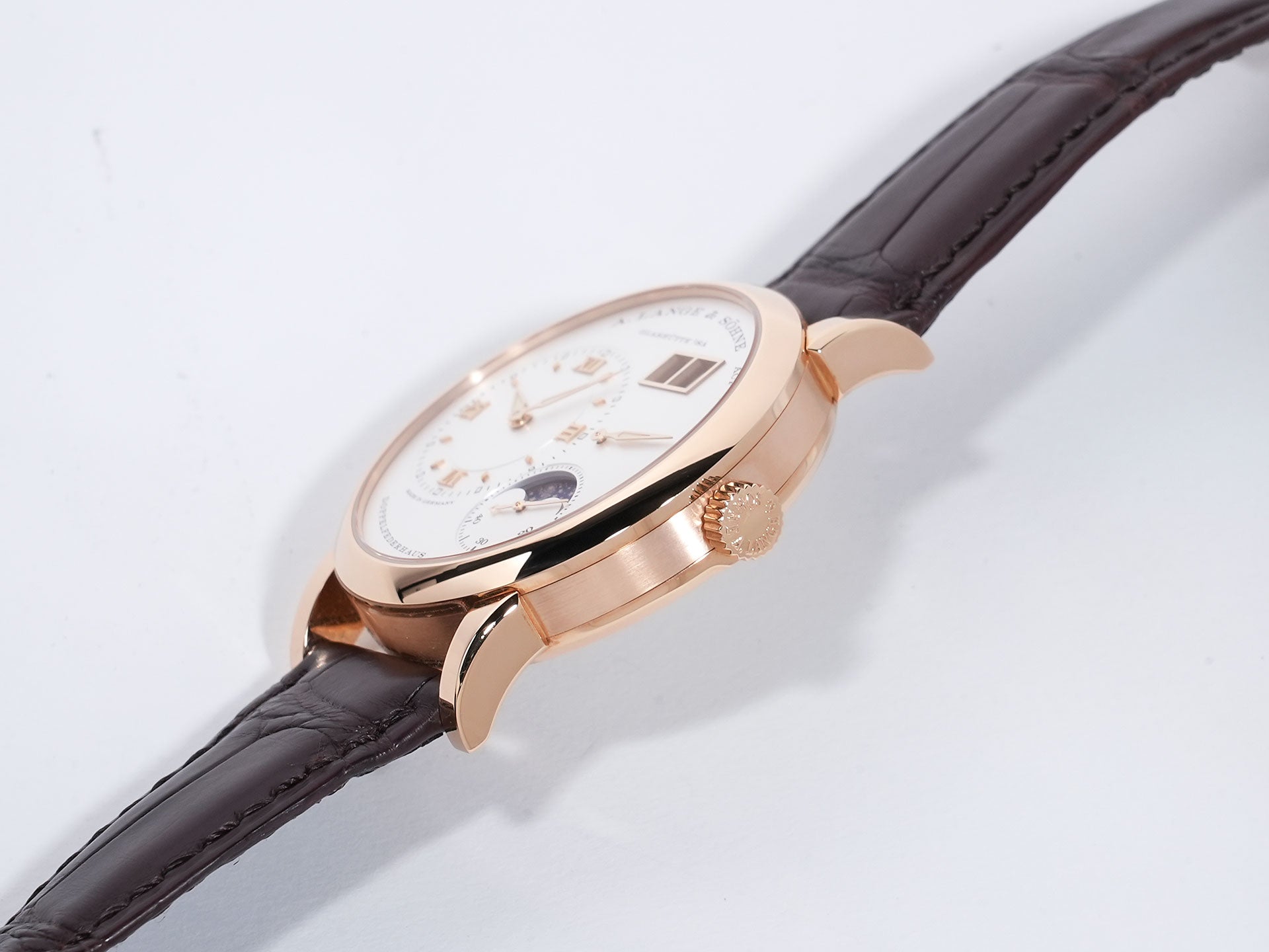A. Lange & Söhne Lange 1 Moon Phase Ref. 192.032 Pink Gold Silver Dial Excellent Condition jhw2ijrg