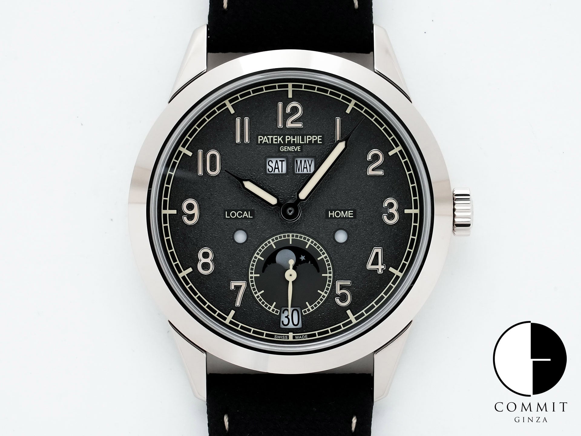 Patek Philippe Annual Calendar Travel Time Ref.5326G-001 White Gold Textured Anthracite Dial Excellent Condition h24ptads