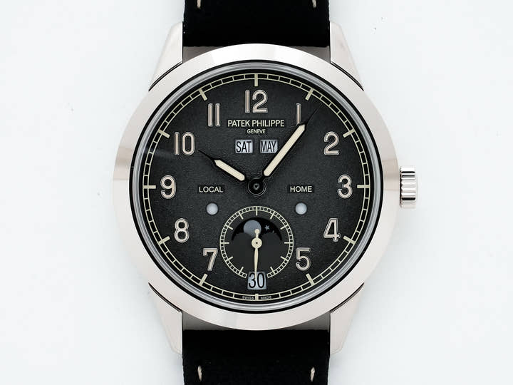 Patek Philippe Annual Calendar Travel Time Ref.5326G-001 White Gold Textured Anthracite Dial Excellent Condition h24ptads