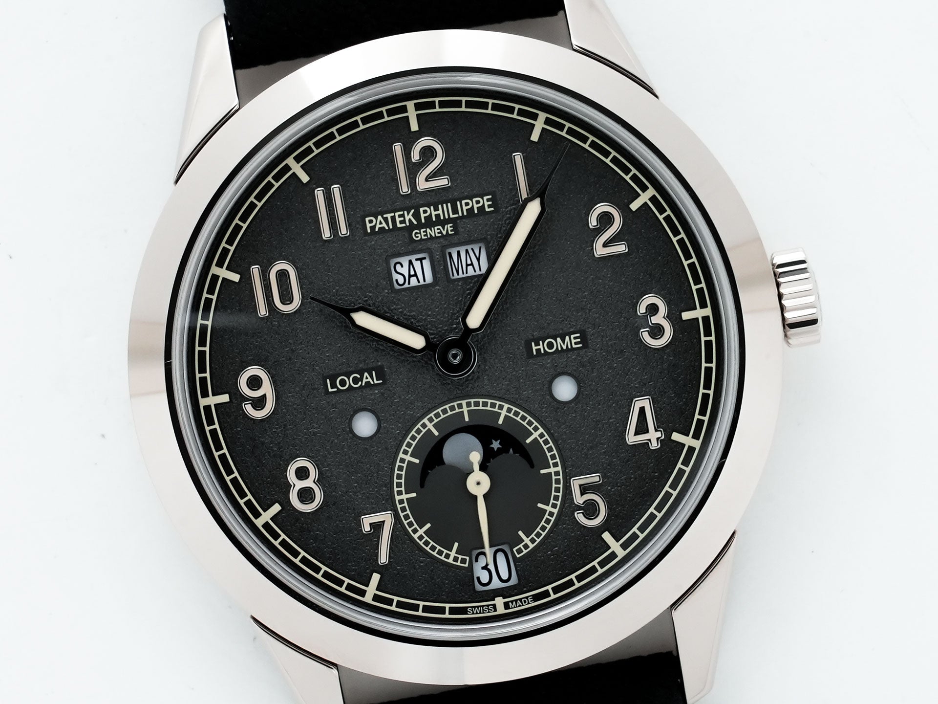 Patek Philippe Annual Calendar Travel Time Ref.5326G-001 White Gold Textured Anthracite Dial Excellent Condition h24ptads