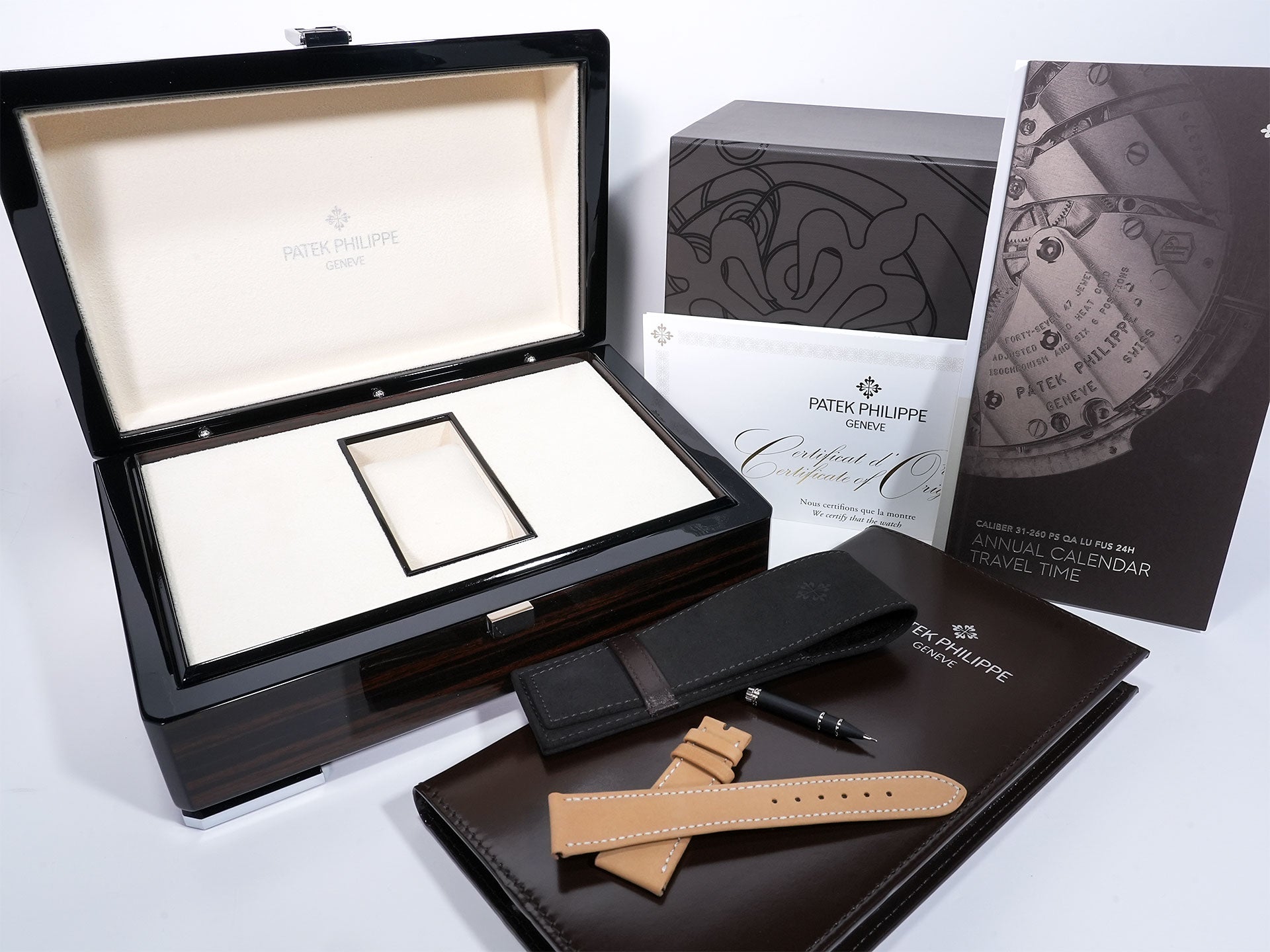 Patek Philippe Annual Calendar Travel Time Ref.5326G-001 White Gold Textured Anthracite Dial Excellent Condition h24ptads