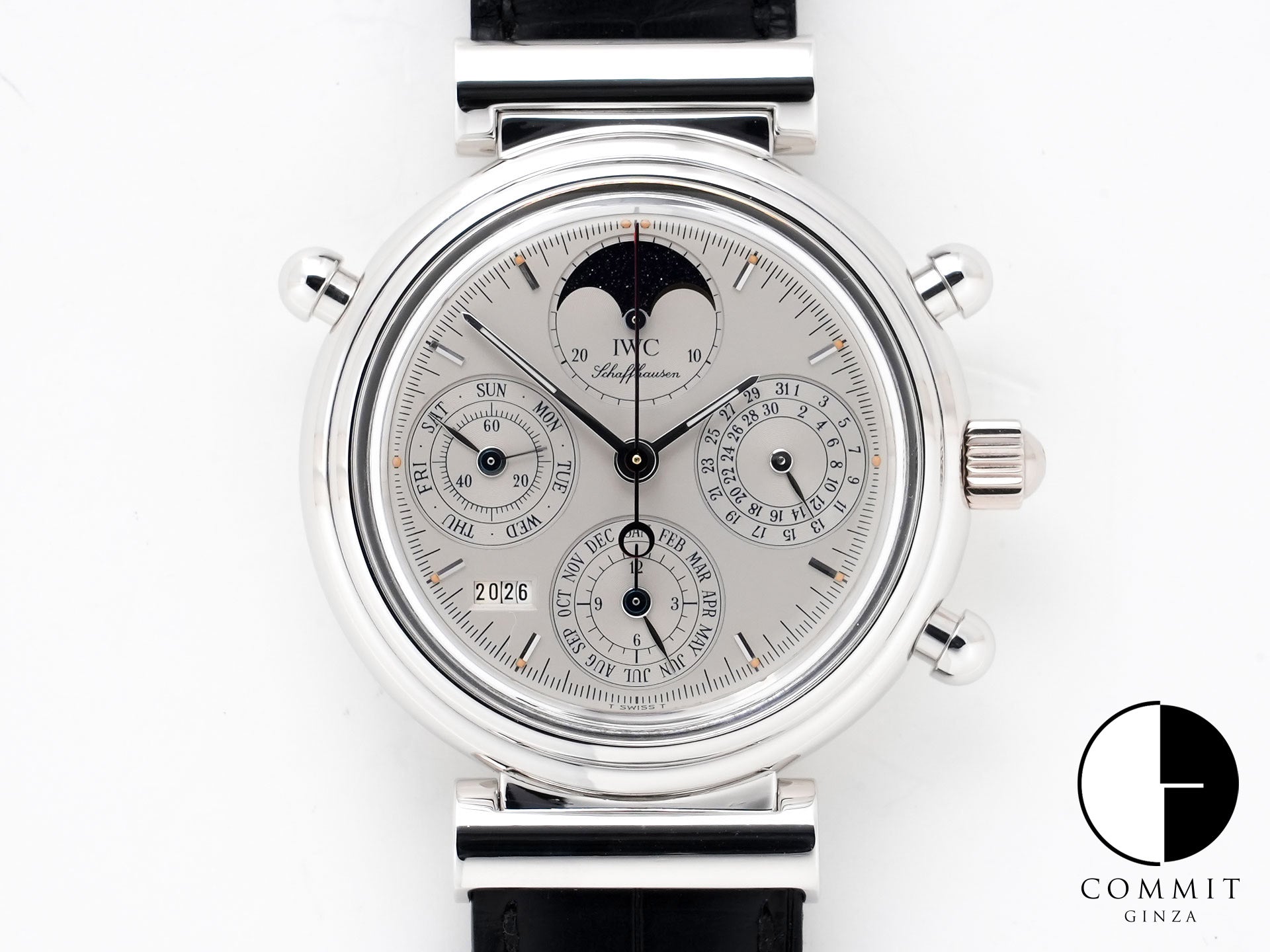 IWC Da Vinci Perpetual Calendar Chronograph Rattrapante Ref. IW3751 Platinum Silver Dial Excellent Used bbf3xqgz