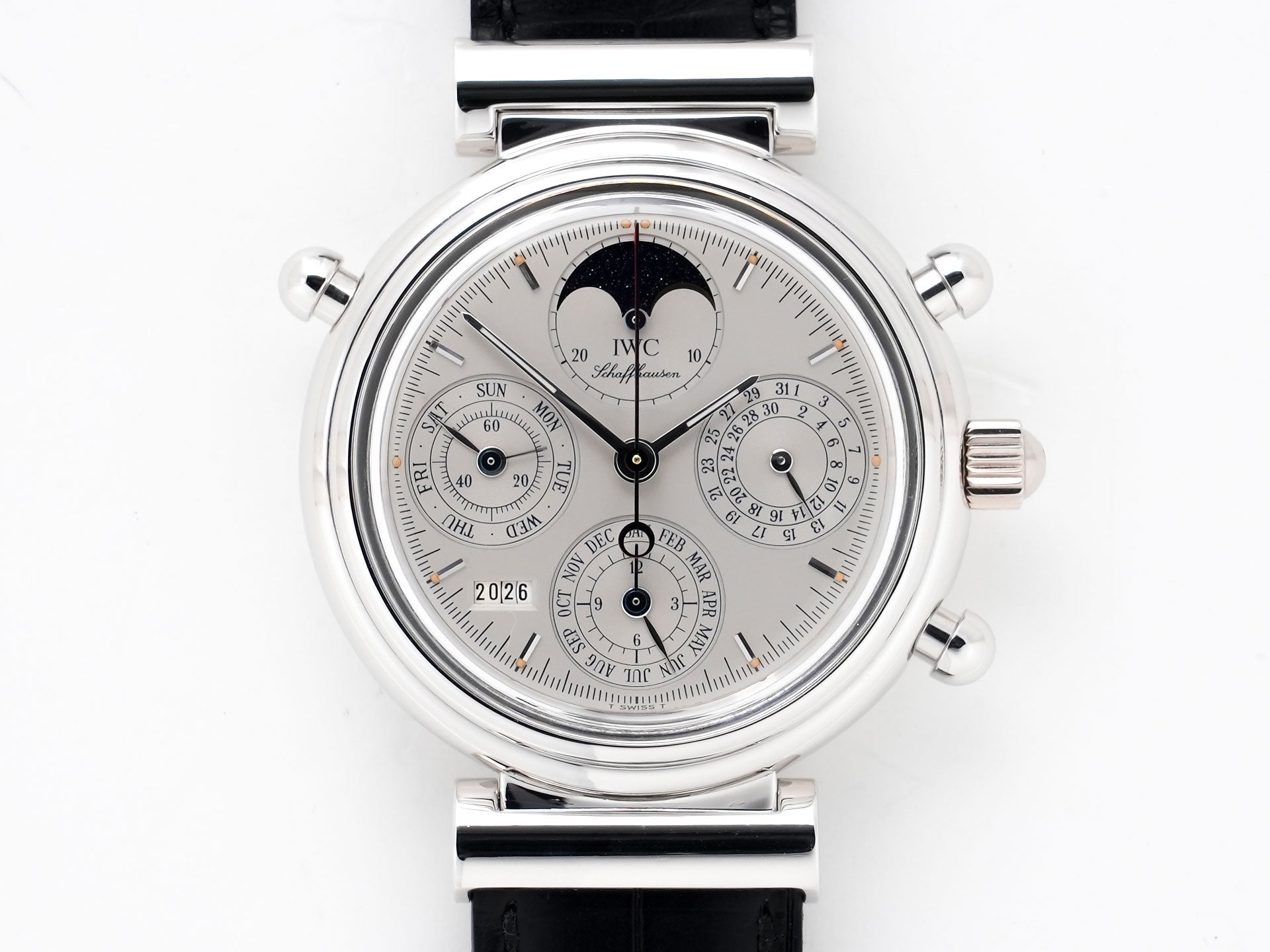 IWC Da Vinci Perpetual Calendar Chronograph Rattrapante Ref. IW3751 Platinum Silver Dial Excellent Used bbf3xqgz