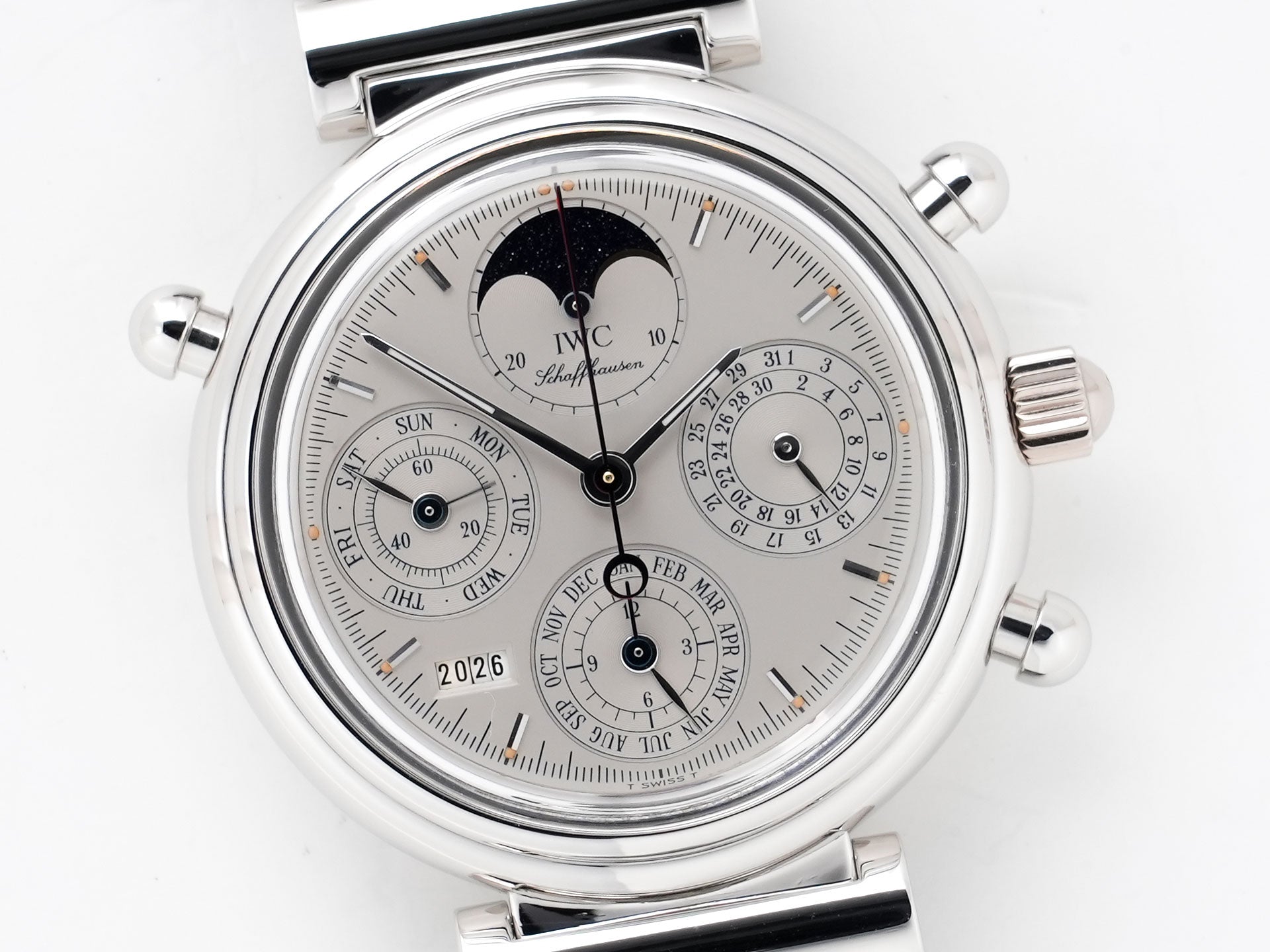 IWC Da Vinci Perpetual Calendar Chronograph Rattrapante Ref. IW3751 Platinum Silver Dial Excellent Used bbf3xqgz