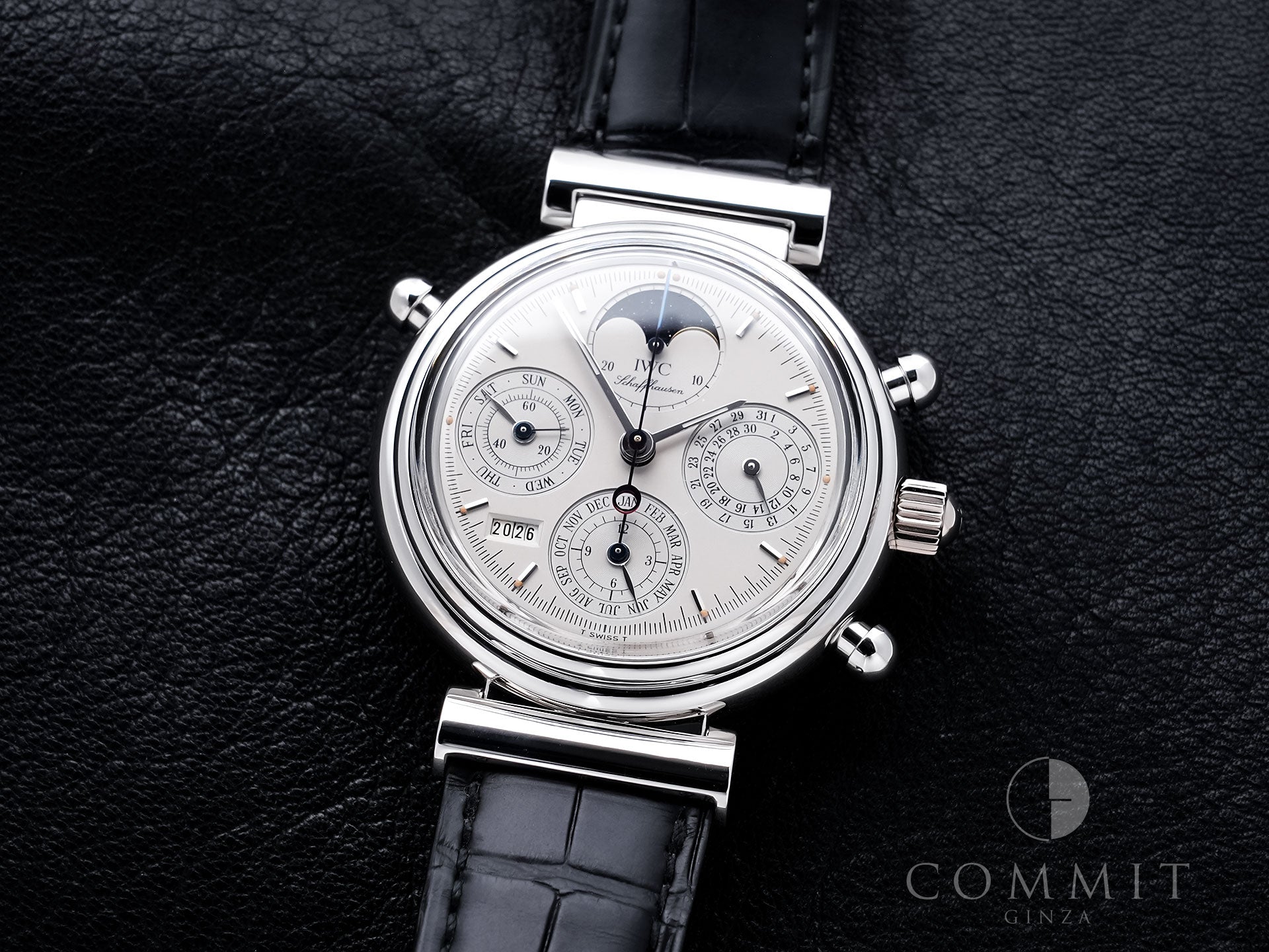 IWC Da Vinci Perpetual Calendar Chronograph Rattrapante Ref. IW3751 Platinum Silver Dial Excellent Used bbf3xqgz