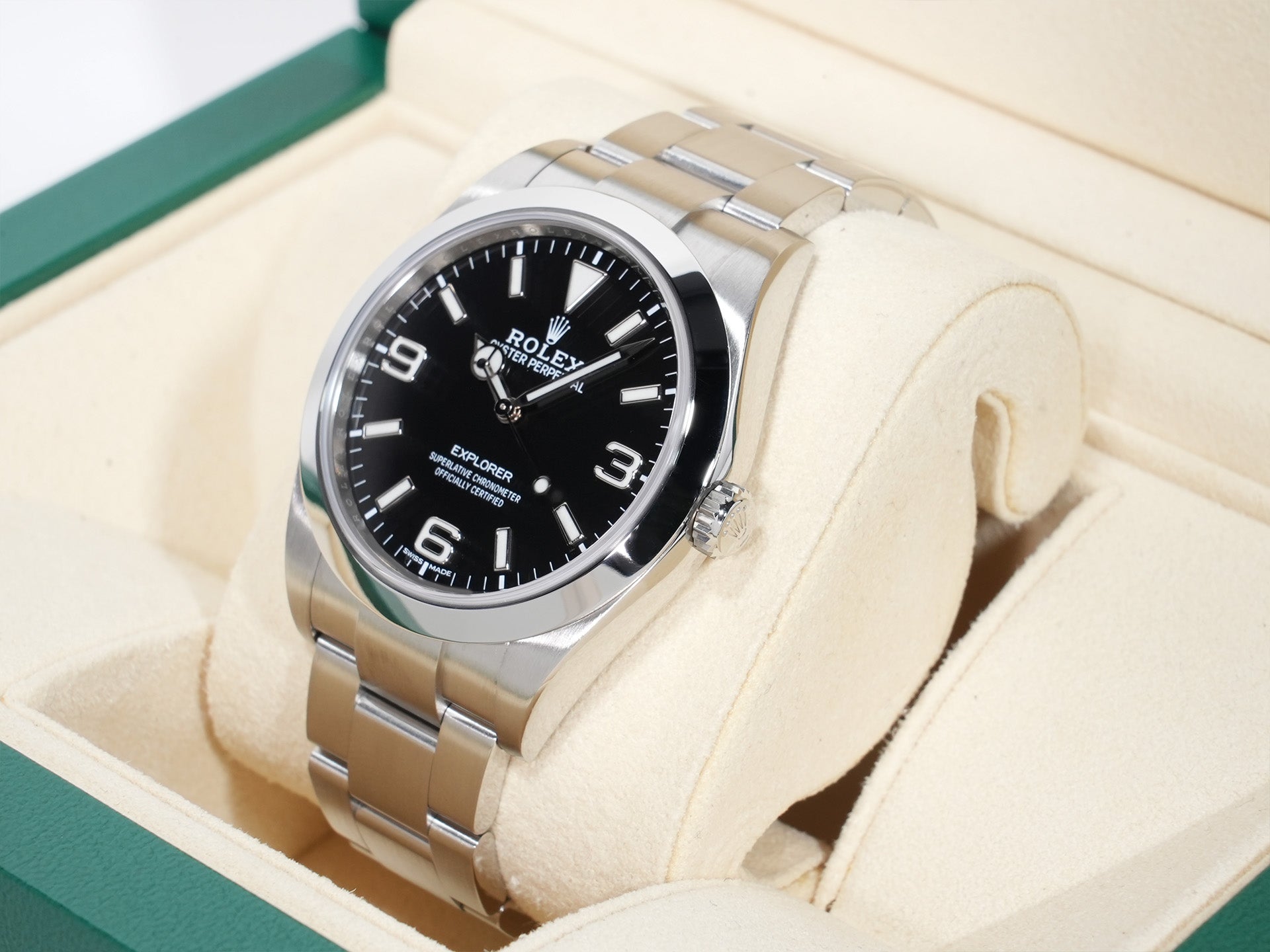 Rolex Explorer I Ref. 214270 Stainless Steel Black Dial Oyster Bracelet Excellent Used 4ftmik6k