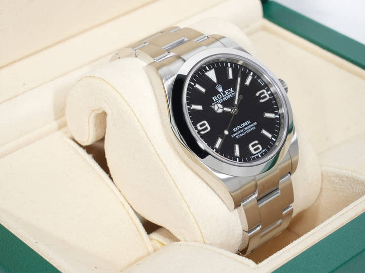 Rolex Explorer I Ref. 214270 Stainless Steel Black Dial Oyster Bracelet Excellent Used 4ftmik6k